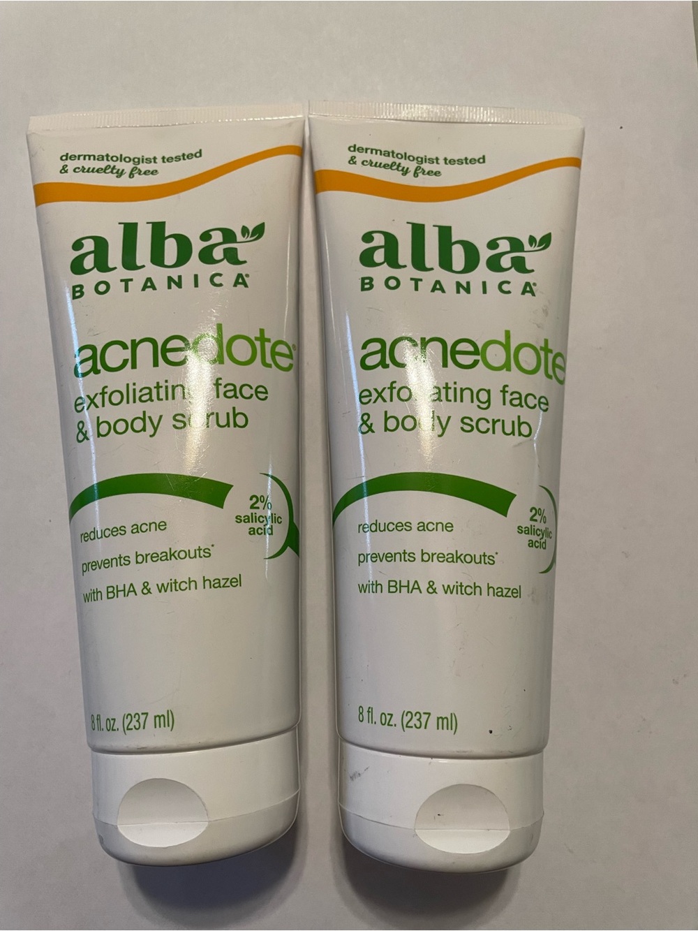 Alba Botanica Acnedote Exfoliating Face & Body Scrub - X2 Bundle New